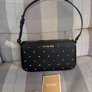 Michael Kors Black Shoulder Bag Pouchette Jet Set Studded